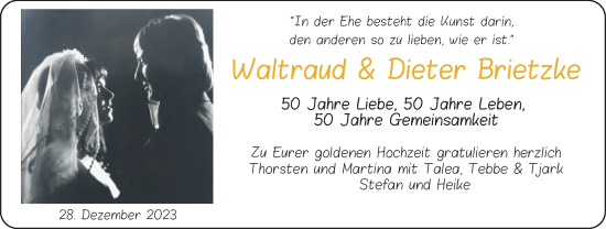 Hochzeitsanzeige von Waltraud Brietzke von EZ