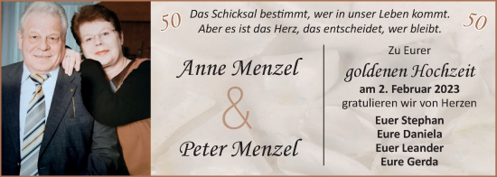 Hochzeitsanzeige von Anne Menzel von EZ