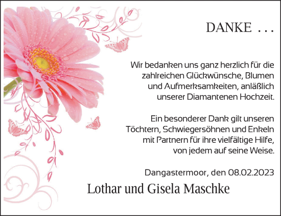 Hochzeitsanzeige von Gisela Maschke von NWZ