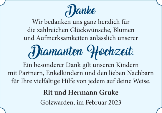 Hochzeitsanzeige von Rit Gruke von NWZ