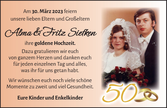 Hochzeitsanzeige von Alma Siefken von EZ