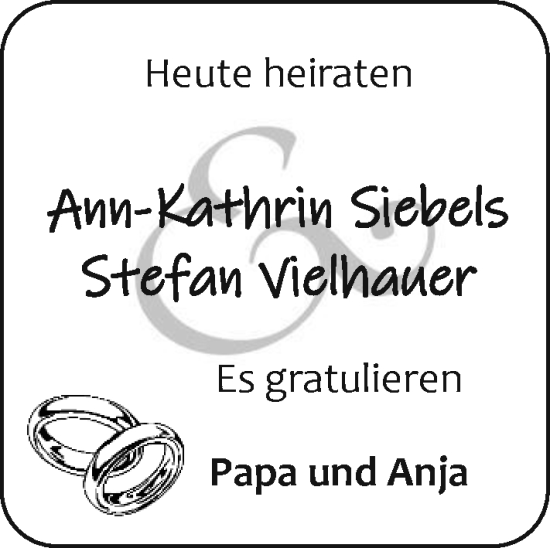 Hochzeitsanzeige von Ann-Kathrin Siebels von EZ