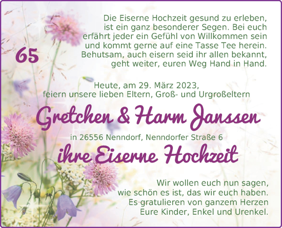 Hochzeitsanzeige von Gretchen Janssen von BM