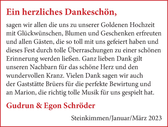 Hochzeitsanzeige von Gudrun Schröder von NWZ