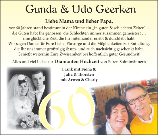 Hochzeitsanzeige von Gunda Geerken von NWZ