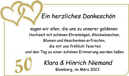 Hochzeitsanzeige von Klara Niemand von BM