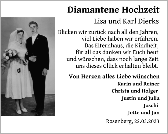 Hochzeitsanzeige von Lisa Dierks von NWZ