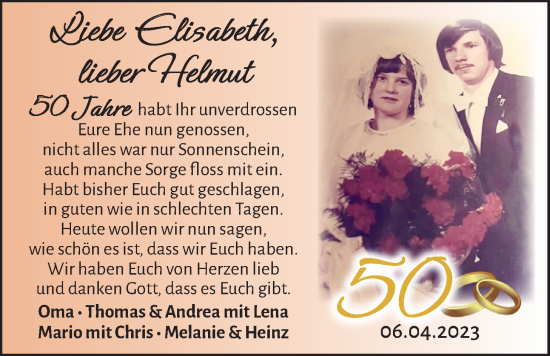Hochzeitsanzeige von Elisabeth  von EZ
