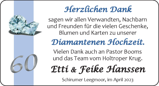 Hochzeitsanzeige von Etti Hanssen von EZ
