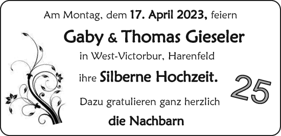 Hochzeitsanzeige von Gaby Gieseler von EZ