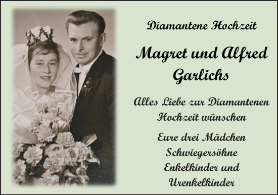 Hochzeitsanzeige von Magret Garlichs von BM