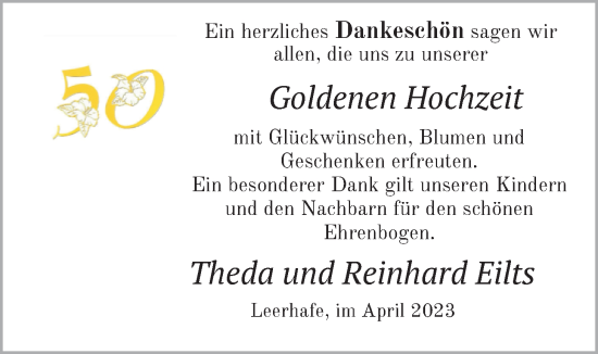 Hochzeitsanzeige von Theda Eilts von BM