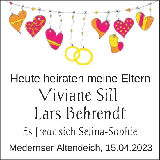 Hochzeitsanzeige von Viviane Sill von BM