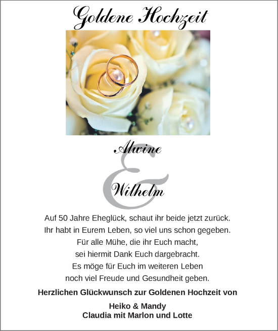 Hochzeitsanzeige von Alwine  von BM