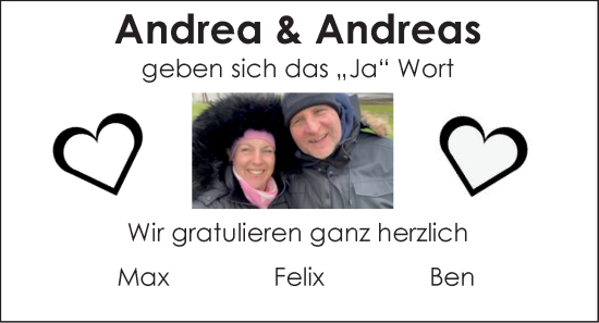 Hochzeitsanzeige von Andrea  von EZ