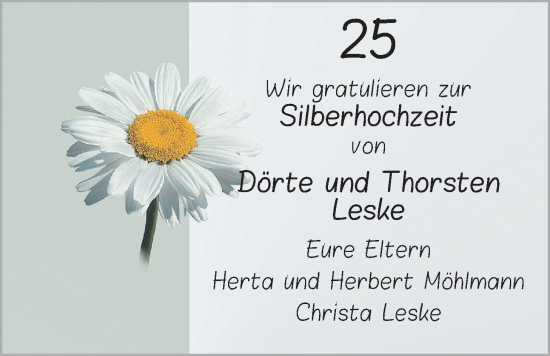 Hochzeitsanzeige von Dörte Leske von NWZ