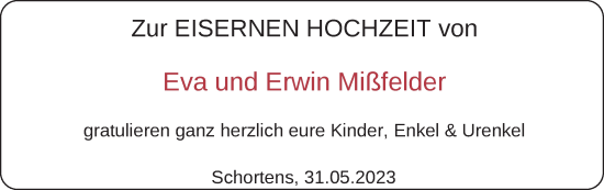 Hochzeitsanzeige von Eva Mißfelder von BM