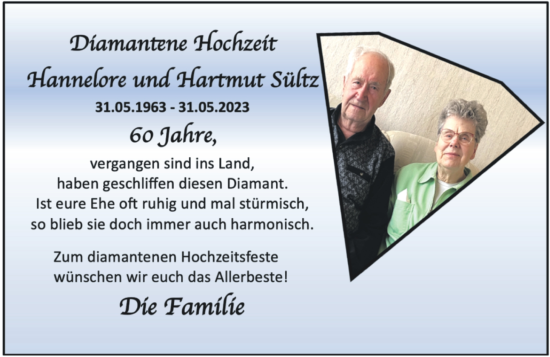 Hochzeitsanzeige von Hartmut Sültz von NWZ