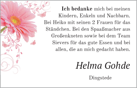 Hochzeitsanzeige von Helma  von NWZ