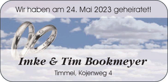 Hochzeitsanzeige von Imke Bookmeyer von EZ