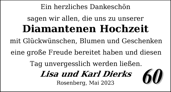 Hochzeitsanzeige von Lisa Dierks von NWZ
