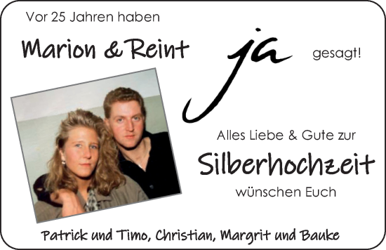 Hochzeitsanzeige von Marion  von EZ
