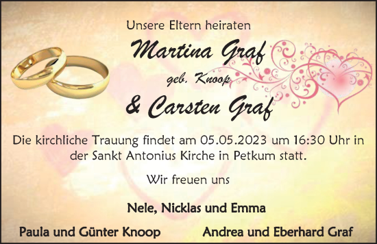 Hochzeitsanzeige von Martina Graf von EZ