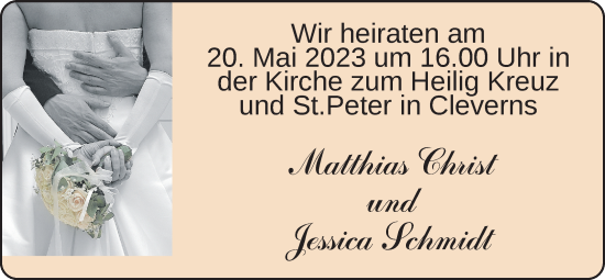 Hochzeitsanzeige von Matthias Christ von BM