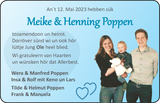 Hochzeitsanzeige von Meike Poppen von EZ