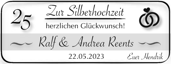 Hochzeitsanzeige von Ralf Reents von BM