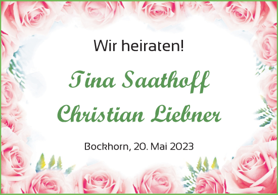Hochzeitsanzeige von Tina Saathoff von NWZ