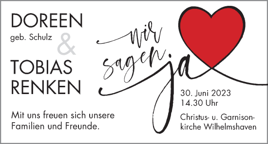 Hochzeitsanzeige von Dorren Renken von BM