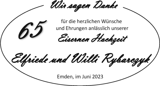 Hochzeitsanzeige von Elfriede Rybarczyk von EZ