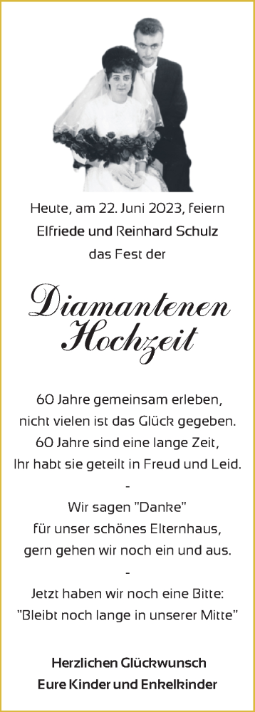Hochzeitsanzeige von Elfriede Schulz von BM