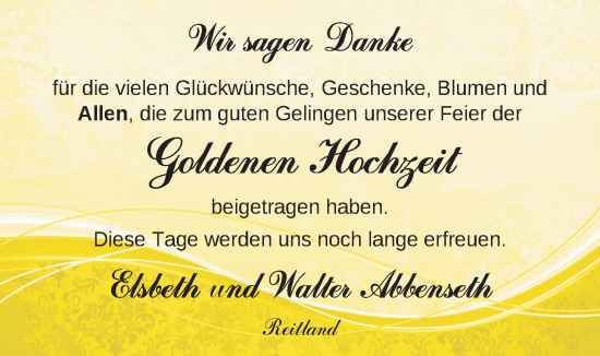 Hochzeitsanzeige von Elsbeth Abbenseth von NWZ