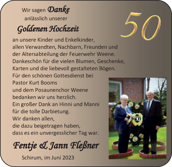 Hochzeitsanzeige von Fentje Fleßner von EZ