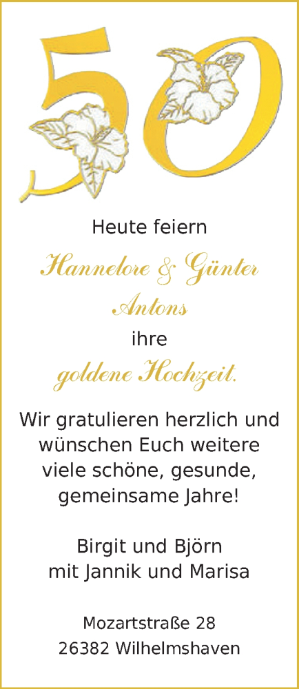 Hochzeitsanzeige von Günter Antons von BM