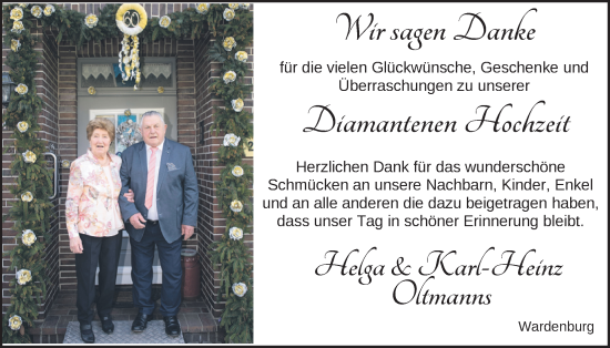 Hochzeitsanzeige von Helga Oltmanns von NWZ