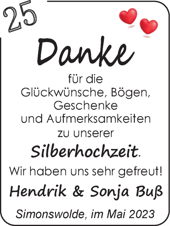 Hochzeitsanzeige von Hendrik Buß von EZ