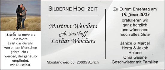 Hochzeitsanzeige von Martina  Weichers von EZ