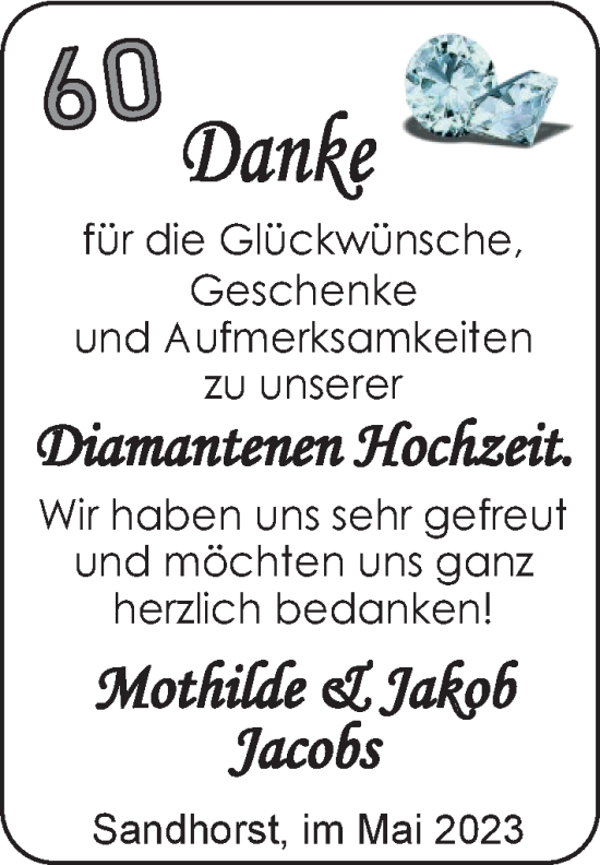 Hochzeitsanzeige von Mothilde Jacobs von EZ
