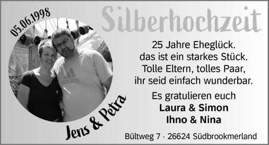 Hochzeitsanzeige von Petra  von EZ