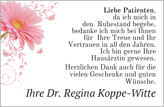 Hochzeitsanzeige von Regina Koppe-Witte von NWZ