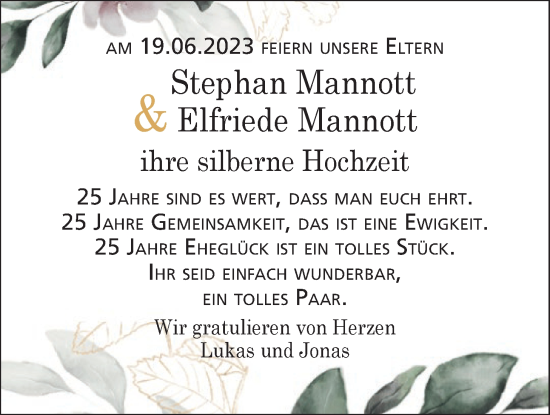 Hochzeitsanzeige von Stephan  Mannott von EZ