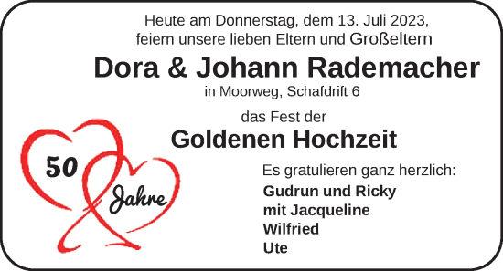 Hochzeitsanzeige von Dora Rademacher von BM