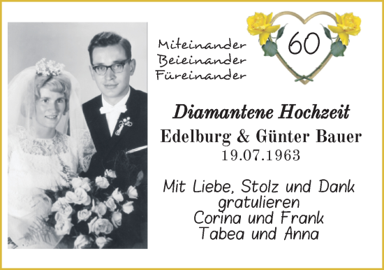 Hochzeitsanzeige von Edelburg Bauer von NWZ