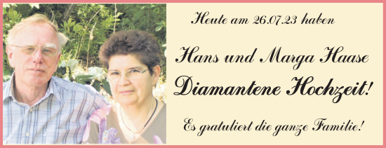 Hochzeitsanzeige von Hans Haase von NWZ