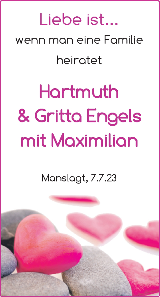 Hochzeitsanzeige von Hartmuth Engels von EZ