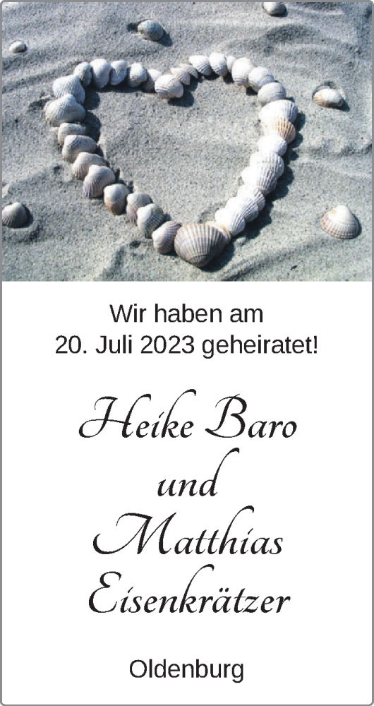 Hochzeitsanzeige von Heike Baro von NWZ
