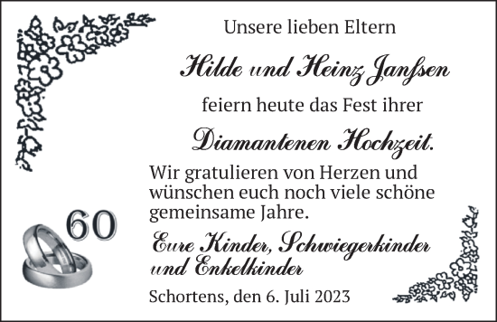 Hochzeitsanzeige von Hilde Janßen von BM